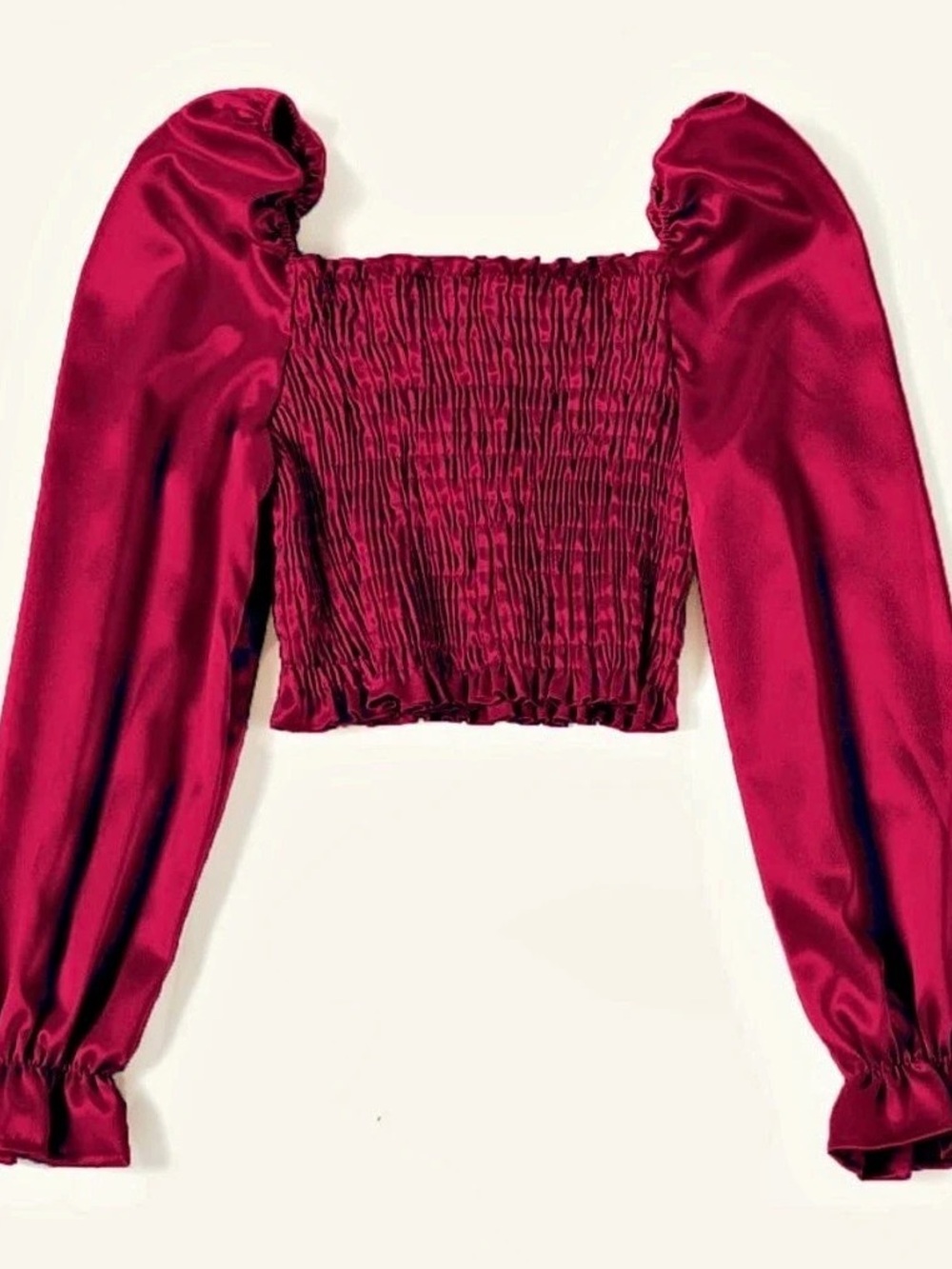 Satin smocked crop top